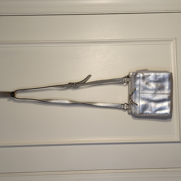 Tignanello Silver Leather Crossbody Purse - Picture 2 of 9